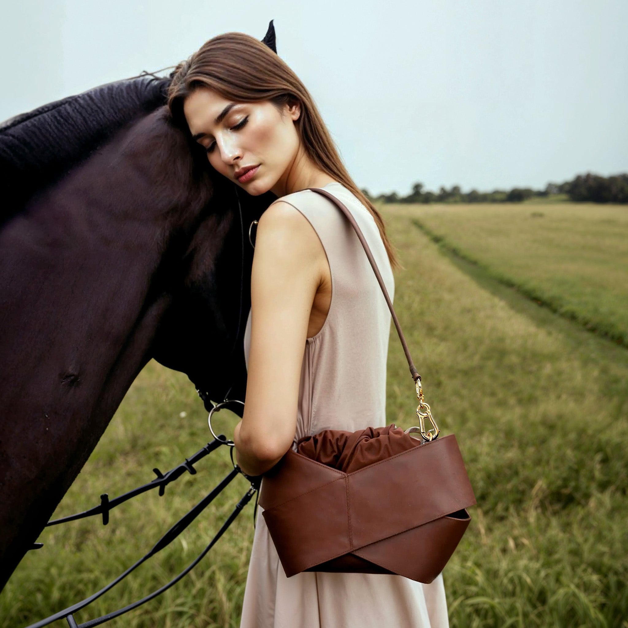 Kasztan woreczek zamsz