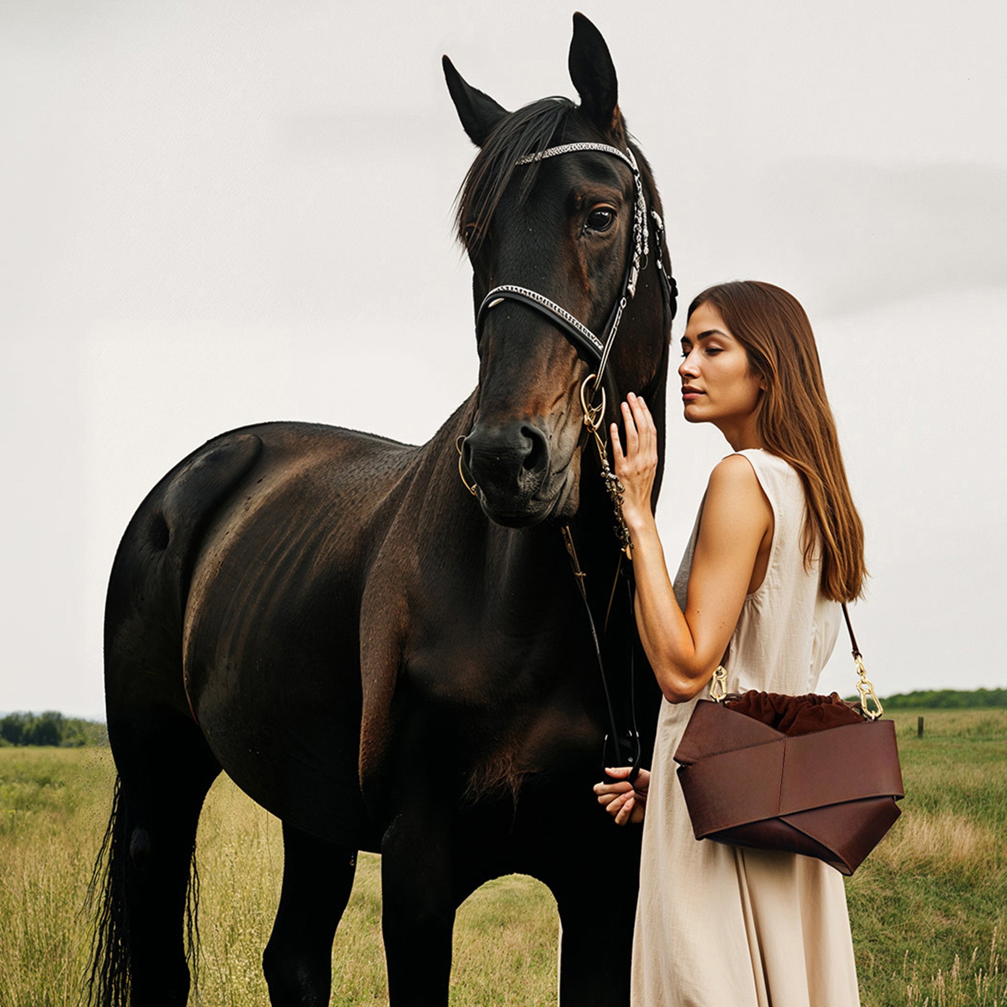 Kasztan woreczek zamsz