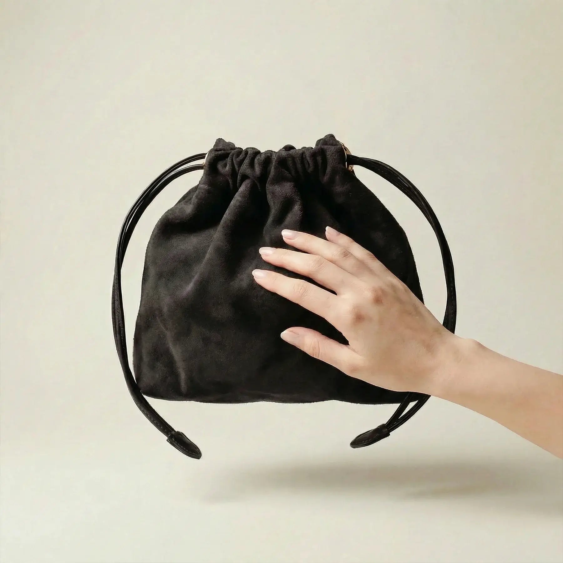 DRAWSTRING POUCH FOR PANNA No.5 | suede - black - shipping in 2 days -4